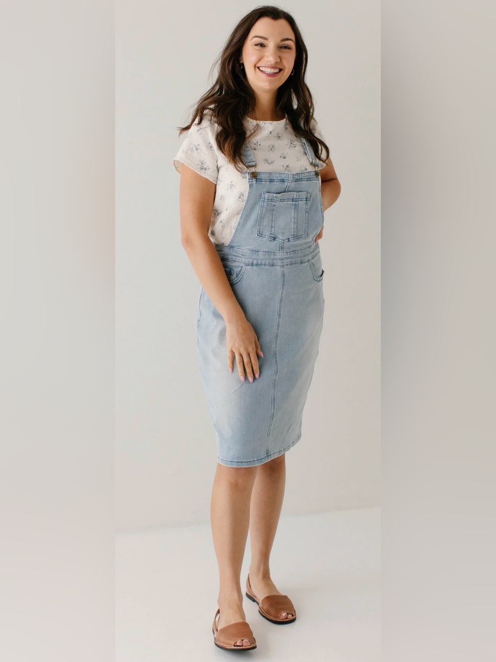 Main Street Exchange Overall Dress Jumper- Bleached Denim